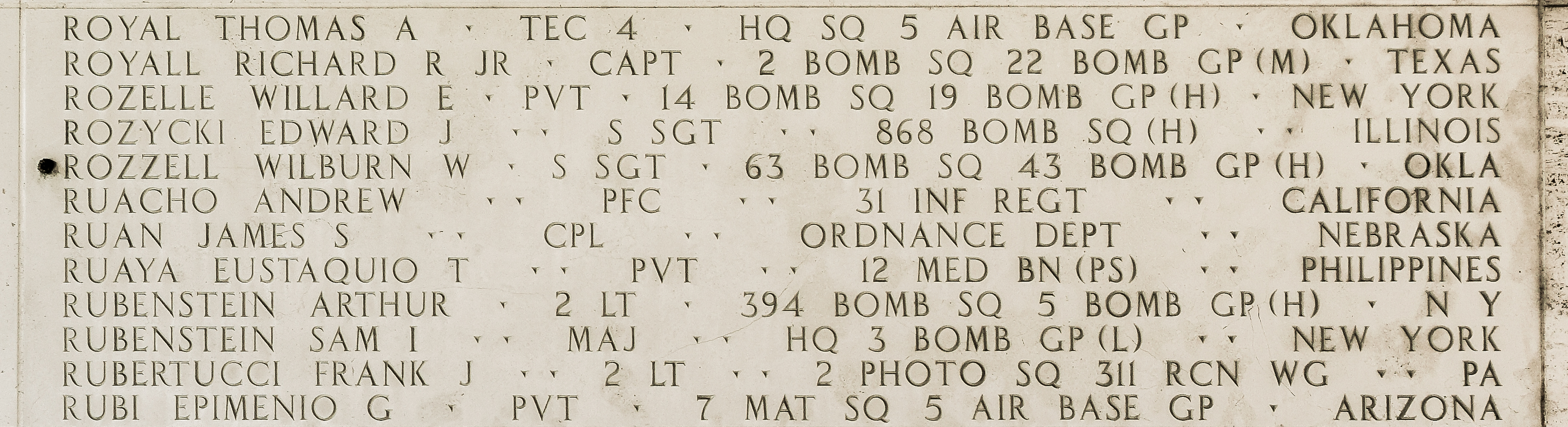 Wilburn W. Rozzell, Staff Sergeant